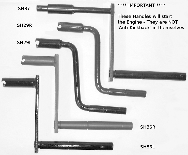 SH36L Starting Handles  Petter / Lister LV (L/H) **** Anti-Kickback Replacement - See Note **** Starting Handle *** See Note *** 