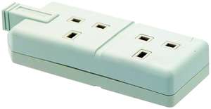 B14480 Electrical Mains Accessories  2 Gang Trail Sockets White Rubber  