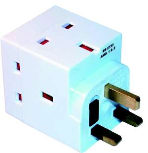 B14510 Electrical Mains Accessories  3 Pin 3-Way Adaptor  