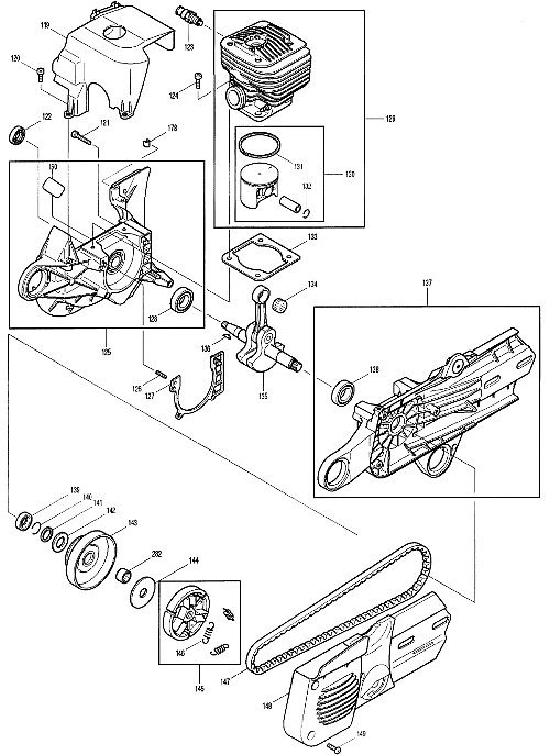 394 111 120 DPC6400 Cylinder and Piston, Crankshaft Clutch Assembly  Crank Case Clutch Side (Inc 138) 