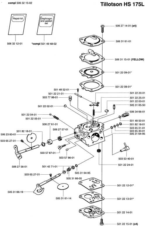 506 32 12-01 K650 K700 Carburettor HS 175L  Repair Kit 