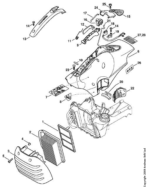 4238 182 4500 TS410 Air Filter, Shroud  Torsion Spring  